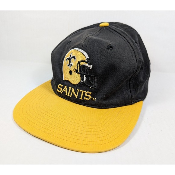 NFL Other - READ‎ Vintage New Orleans Saints Hat AJD Snapback 90s NFL Black Yellow